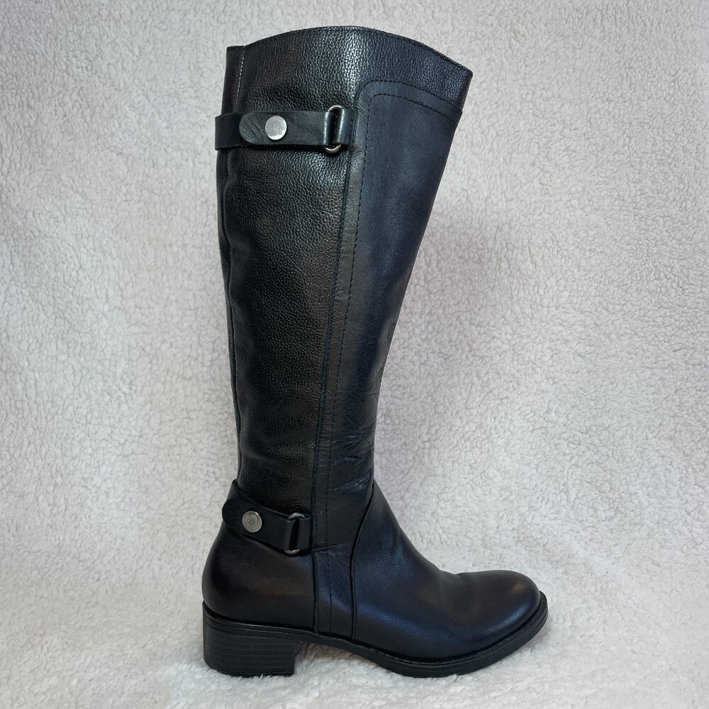 Franco Sarto Women's Black Leather Knee High L-Crash Riding Boots Size 6